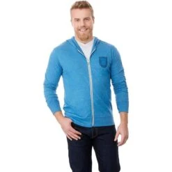 Men's Lightweight Knit Full Zip-Up Hooded Sweatshirt