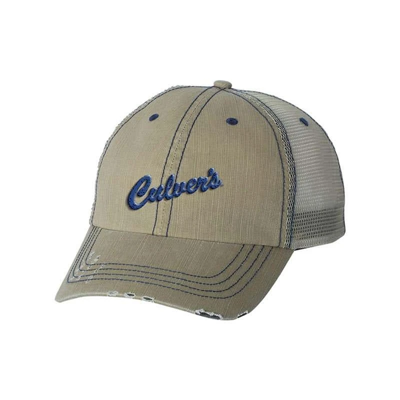 Frayed Herringbone Unstructured Cotton/Mesh Baseball Cap 5 Frayed Herringbone Unstructured Cotton/Mesh Baseball Cap - Image 3