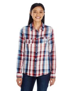 Burnside® Long-Sleeve Plaid Pattern Woven Shirt - Women -Gildan T-Shirts Shop 5e52f1e9e30141dd2deb6cf74e798d874811ef46697f1c484a29bdb56437db73