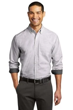 Port Authority® SuperPro™ Oxford Stripe Dress Shirt -Gildan T-Shirts Shop 6343361bcf3c815e8ffbd8a86e02103b0038b1f3628066664a256b8e34294224 1
