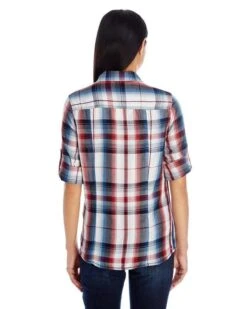 Burnside® Long-Sleeve Plaid Pattern Woven Shirt - Women -Gildan T-Shirts Shop 6730111628b1aadbf9a32bc2a312454ab659679f7ce8cd440adadf2484dcfcb1