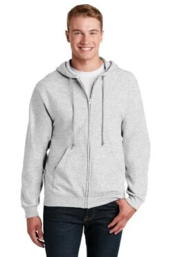Jerzees® NuBlend® Full-Zip Hooded Sweatshirt -Gildan T-Shirts Shop 993m ash model front