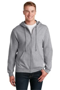 Jerzees® NuBlend® Full-Zip Hooded Sweatshirt -Gildan T-Shirts Shop 993m athleticheather model front