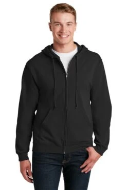 Jerzees® NuBlend® Full-Zip Hooded Sweatshirt -Gildan T-Shirts Shop 993m black model front
