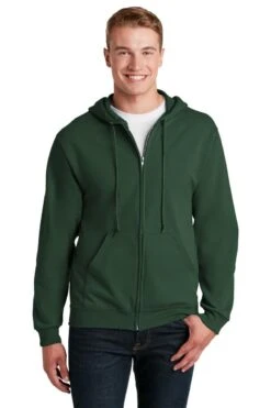 Jerzees® NuBlend® Full-Zip Hooded Sweatshirt -Gildan T-Shirts Shop 993m forestgreen model front