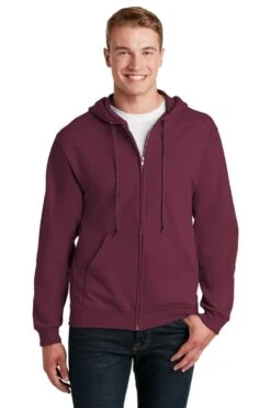 Jerzees® NuBlend® Full-Zip Hooded Sweatshirt -Gildan T-Shirts Shop 993m maroon model front