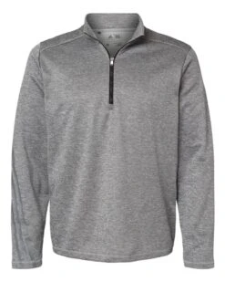 Adidas® Brushed Terry Heathered Quarter-Zip Pullover - Men 28 Adidas® Brushed Terry Heathered Quarter-Zip Pullover - Men -Gildan T-Shirts Shop adidas a284 mid grey heather black front high