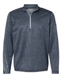 Adidas® Brushed Terry Heathered Quarter-Zip Pullover - Men 25 Adidas® Brushed Terry Heathered Quarter-Zip Pullover - Men -Gildan T-Shirts Shop adidas a284 navy heather mid grey front high