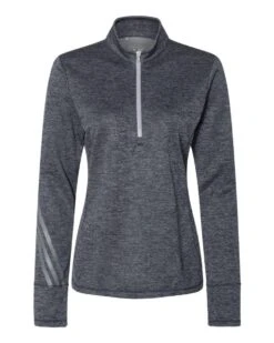 Adidas® Brushed Terry Heathered Quarter-Zip - Women -Gildan T-Shirts Shop adidas a285 navy heather mid grey front high
