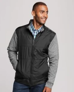 Cutter & Buck® Stealth Hybrid Full Zip Jacket - Men -Gildan T-Shirts Shop black model