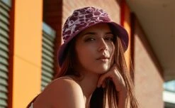 Full Color Cotton Reversible Bucket Hat -Gildan T-Shirts Shop bucket hat lifestyle woman with anim design copy