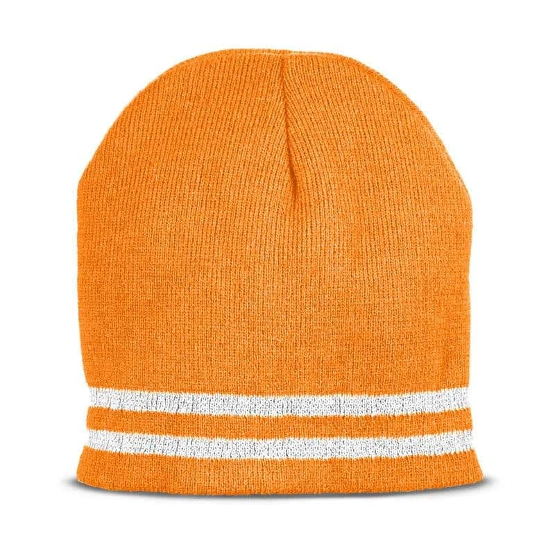 Reflective Stripe Acrylic Knit Beanie Cap 4 Reflective Stripe Acrylic Knit Beanie Cap - Image 2