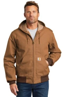 Carhartt ® Thermal-Lined Duck Active Jacket -Gildan T-Shirts Shop ctj131 carharttbrown model front 102018