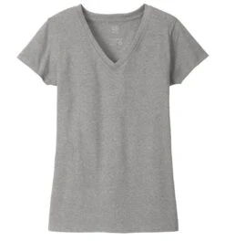 District® Recycled Re-Tee® V-Neck T-shirt - Women -Gildan T-Shirts Shop dt8001 lightheathergrey flat front