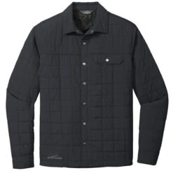 Eddie Bauer® Snap-Front Shirt Jacket - Men -Gildan T-Shirts Shop eb502 black flat front