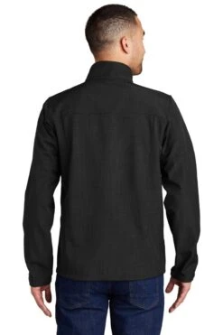 Eddie Bauer® Shaded Crosshatch Soft Shell Jacket - Men -Gildan T-Shirts Shop eb532 black model back copy