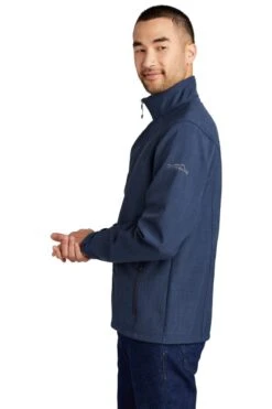 Eddie Bauer® Shaded Crosshatch Soft Shell Jacket - Men -Gildan T-Shirts Shop eb532 blue model side copy