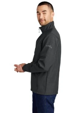 Eddie Bauer® Shaded Crosshatch Soft Shell Jacket - Men -Gildan T-Shirts Shop eb532 grey model side copy
