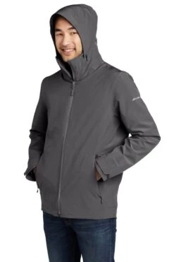 Eddie Bauer® WeatherEdge® 3-in-1 Jacket - Men -Gildan T-Shirts Shop eb656 greysteelmetalgrey model hood