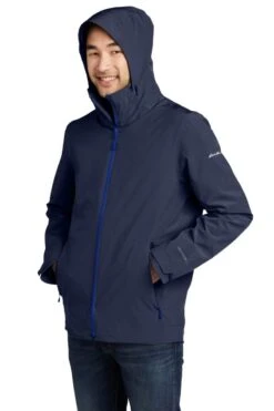 Eddie Bauer® WeatherEdge® 3-in-1 Jacket - Men -Gildan T-Shirts Shop eb656 riverbluenavycobaltblue model hood