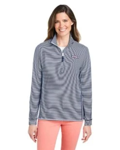 Vineyard Vines® Microstripe Sankaty Half-Zip Pullover - Women -Gildan T-Shirts Shop k002521 06 z