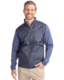 Cutter & Buck® Stealth Hybrid Full Zip Jacket - Men -Gildan T-Shirts Shop libertynavy model