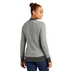 New Era® French Terry Full-Zip Baseball Jacket - Women -Gildan T-Shirts Shop lnea503 lightgraphitetwistgraphite model back