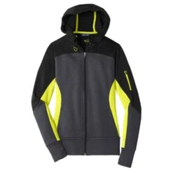Sport-Tek® Tech Fleece Colorblock Full-Zip Hooded Jacket - Unisex 14 Sport-Tek® Tech Fleece Colorblock Full-Zip Hooded Jacket - Unisex -Gildan T-Shirts Shop lst245 blckgrphththrctrn flat front 1