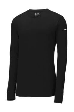 Nike Dri-FIT Cotton/Poly Long Sleeve Tee -Gildan T-Shirts Shop nkbq5230 black form front