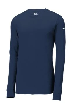 Nike Dri-FIT Cotton/Poly Long Sleeve Tee -Gildan T-Shirts Shop nkbq5230 collegenavy form front
