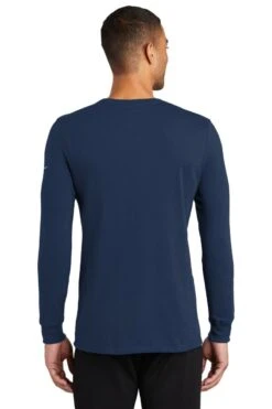 Nike Dri-FIT Cotton/Poly Long Sleeve Tee -Gildan T-Shirts Shop nkbq5230 collegenavy model back