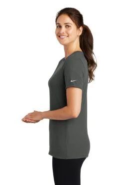 Nike Dri-FIT Cotton/Poly Scoop Neck Tee - Women -Gildan T-Shirts Shop nkbq5234 anthracite model side