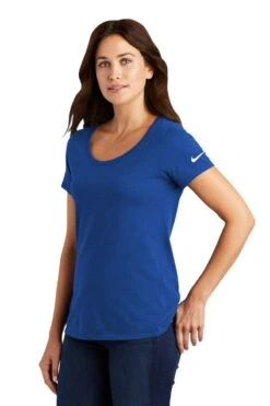 Nike Dri-FIT Cotton/Poly Scoop Neck Tee - Women -Gildan T-Shirts Shop nkbq5234 rushblue model 3q