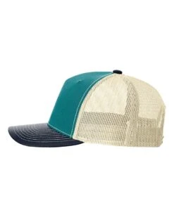 Richardson® 112FP Five-Panel Trucker Cap -Gildan T-Shirts Shop richardson 112fp blue teal birch navy directside high
