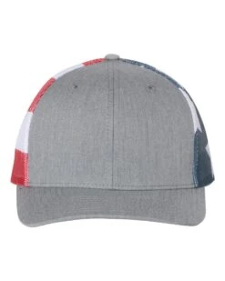 Richardson® 112PM Printed Mesh Trucker Cap -Gildan T-Shirts Shop richardson 112pm heather grey stars stripes front high