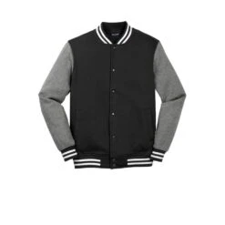 Sport-Tek® Fleece Letterman Jacket - Unisex 12 Sport-Tek® Fleece Letterman Jacket - Unisex -Gildan T-Shirts Shop st270 blackvintageheather flat front
