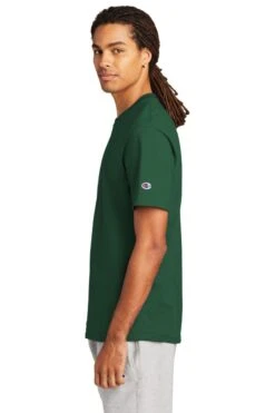 Champion Heritage 6 Oz. Short-Sleeve T-Shirt - Unisex -Gildan T-Shirts Shop t425 darkgreen model side