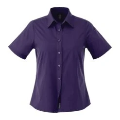 Ladies Poly/Cotton Poplin Short Sleeve Button Down -Gildan T-Shirts Shop tm97743 1