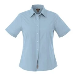 Ladies Poly/Cotton Poplin Short Sleeve Button Down -Gildan T-Shirts Shop tm97743 12