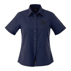 Ladies Poly/Cotton Poplin Short Sleeve Button Down