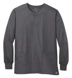 WonderWink® Unisex WorkFlex™ Snap-Front Scrub Jacket -Gildan T-Shirts Shop ww3080 pewter flat front