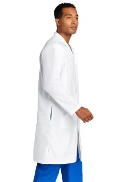 WonderWink® Long Lab Coat - Men -Gildan T-Shirts Shop ww5172 white model side 1